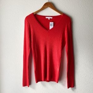 The Cashmere Project Red V-neck Sweater - Large